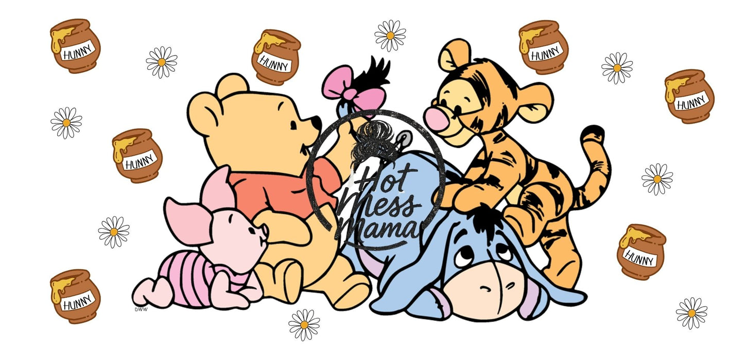 Cute Bear & Friends with Honey Pots – Adorable Animal PNG | UV DTF Digital Download